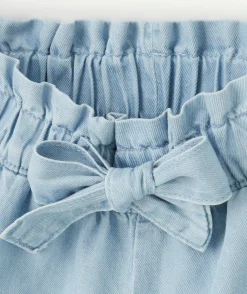 Short fille denim avec noeud
