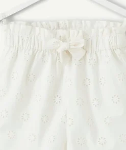 Short fille droit broderie anglaise blanc