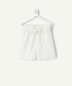 Short fille droit broderie anglaise blanc