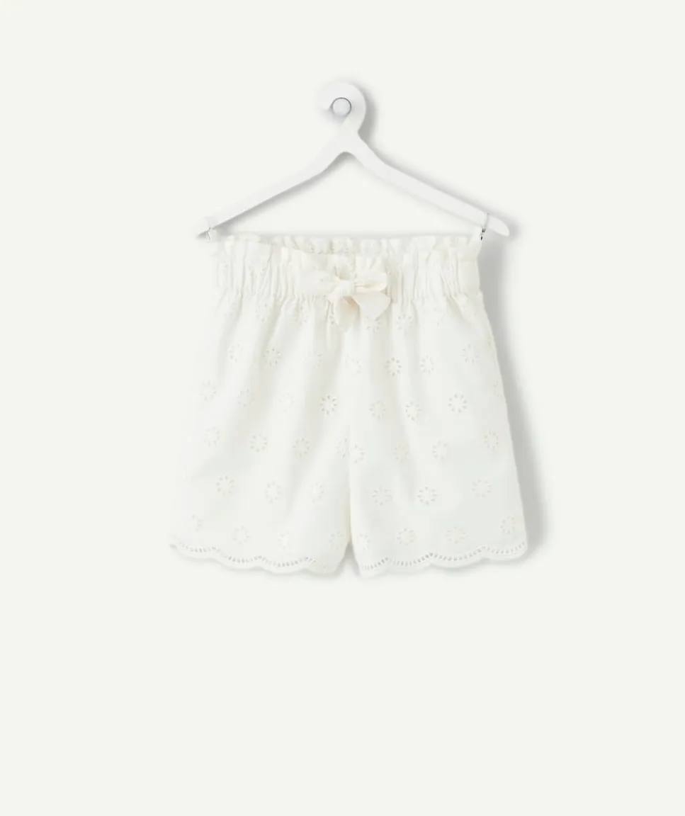 Short fille droit broderie anglaise blanc