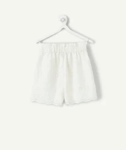 Short fille droit broderie anglaise blanc