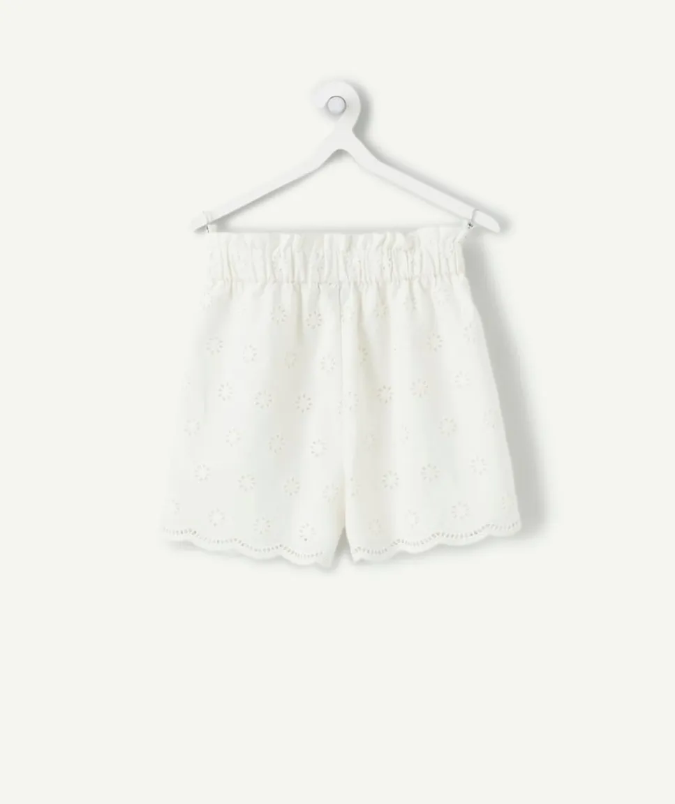 Short fille droit broderie anglaise blanc