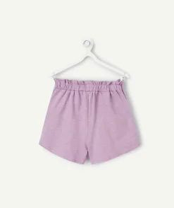 Short fille en coton biologique mauve pastel