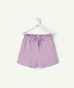 Short fille en coton biologique mauve pastel