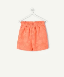 Short fille en coton orange imprimé