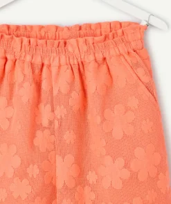 Short fille en coton orange imprimé