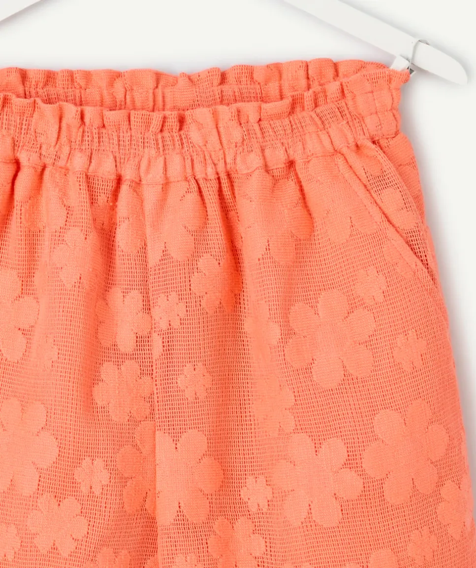 Short fille en coton orange imprimé