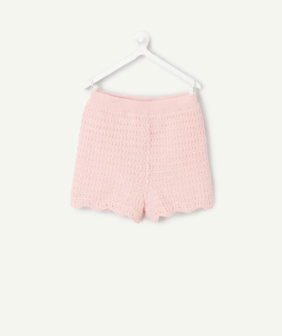 Short fille en crochet rose pastel