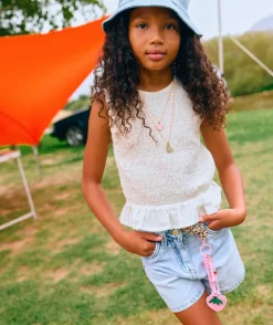 Short fille en denim bleu clair