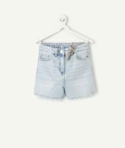 Short fille en denim bleu clair