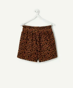 Short fille en velours imprimé léopard