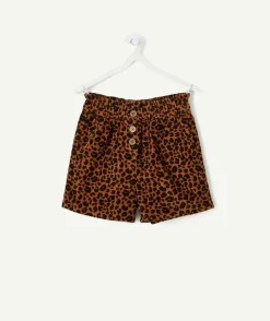 Short fille en velours imprimé léopard