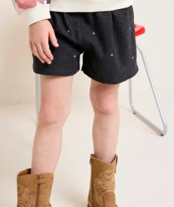 Short fille gris détails boutons