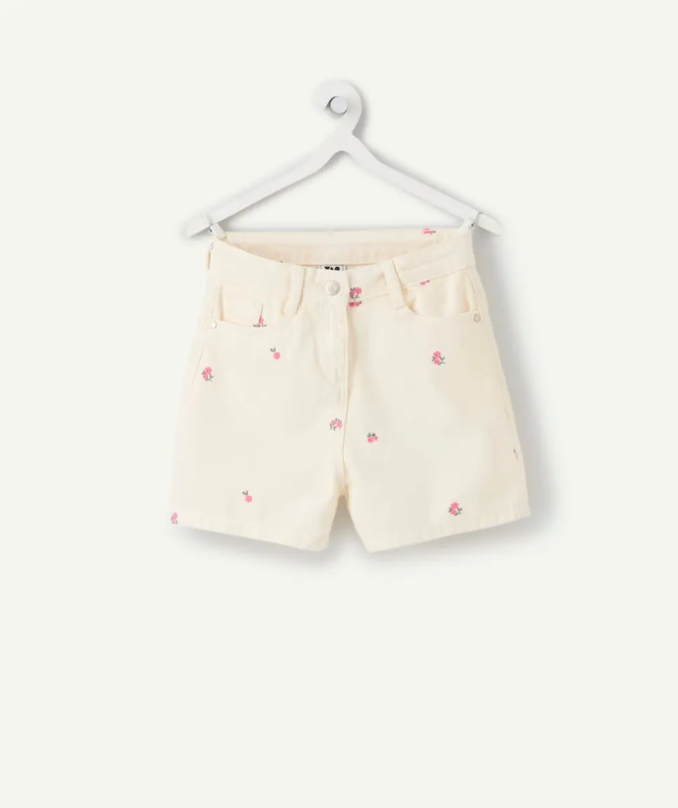 Short fille imprimé fleurs blanc