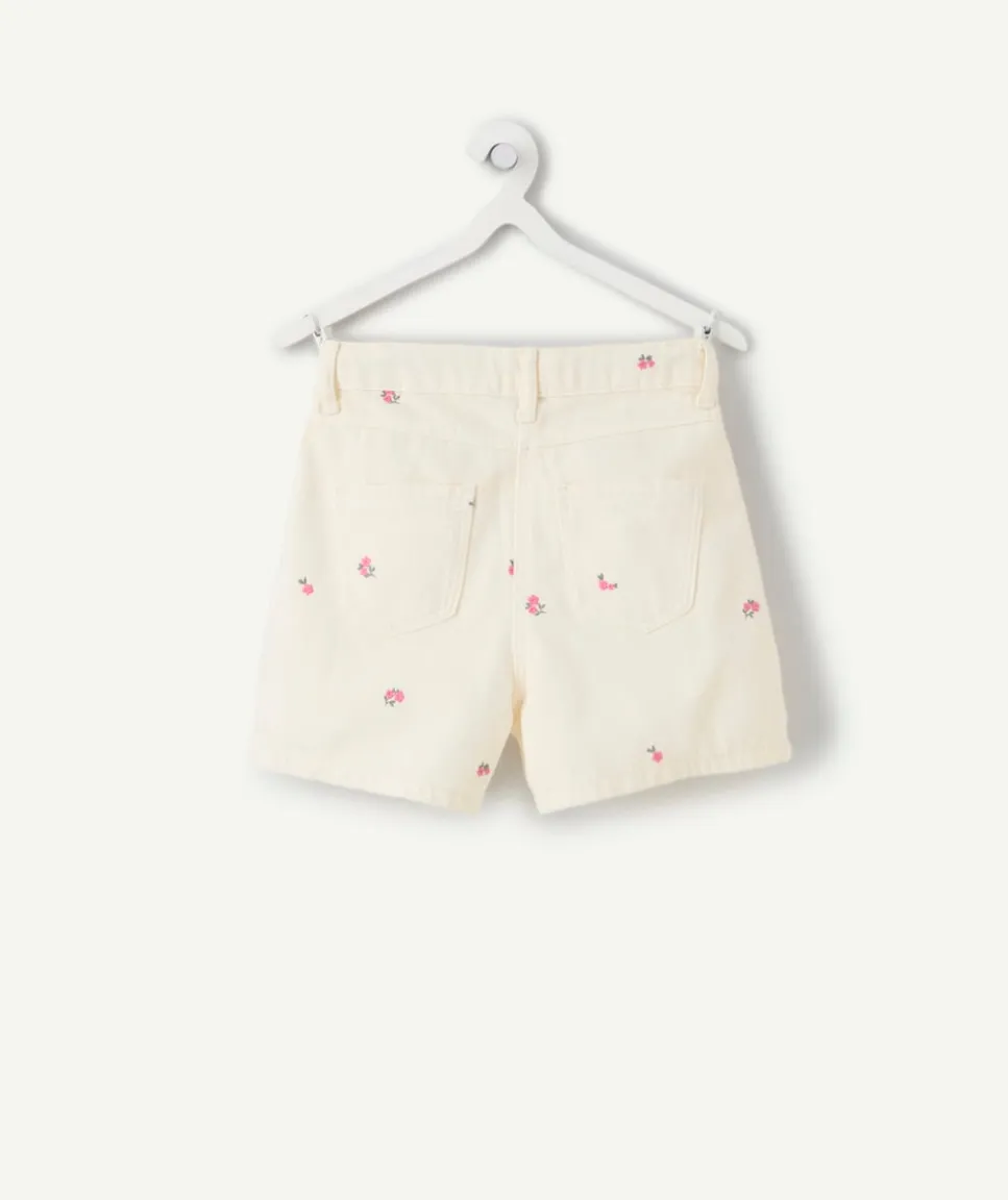 Short fille imprimé fleurs blanc