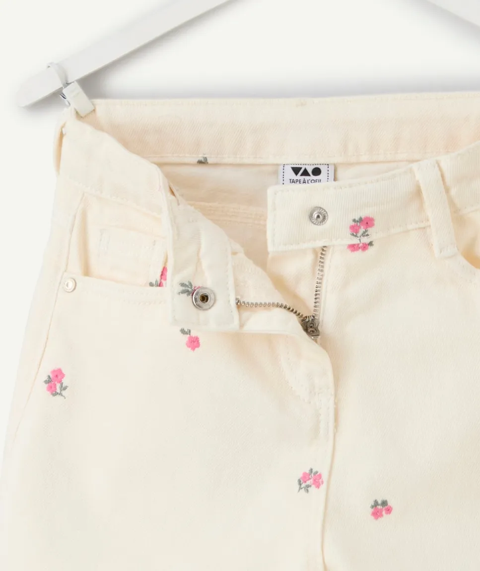 Short fille imprimé fleurs blanc