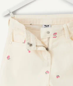 Short fille imprimé fleurs blanc