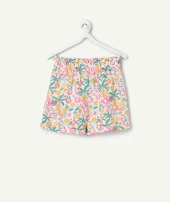 Short fille imprimé tropical avec noeud