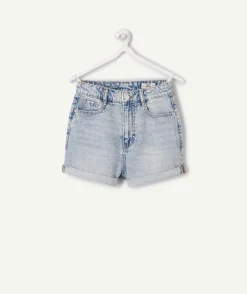 Short fille mom denim bleu clair