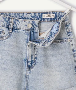 Short fille mom denim bleu clair