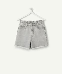 Short fille mom jean gris