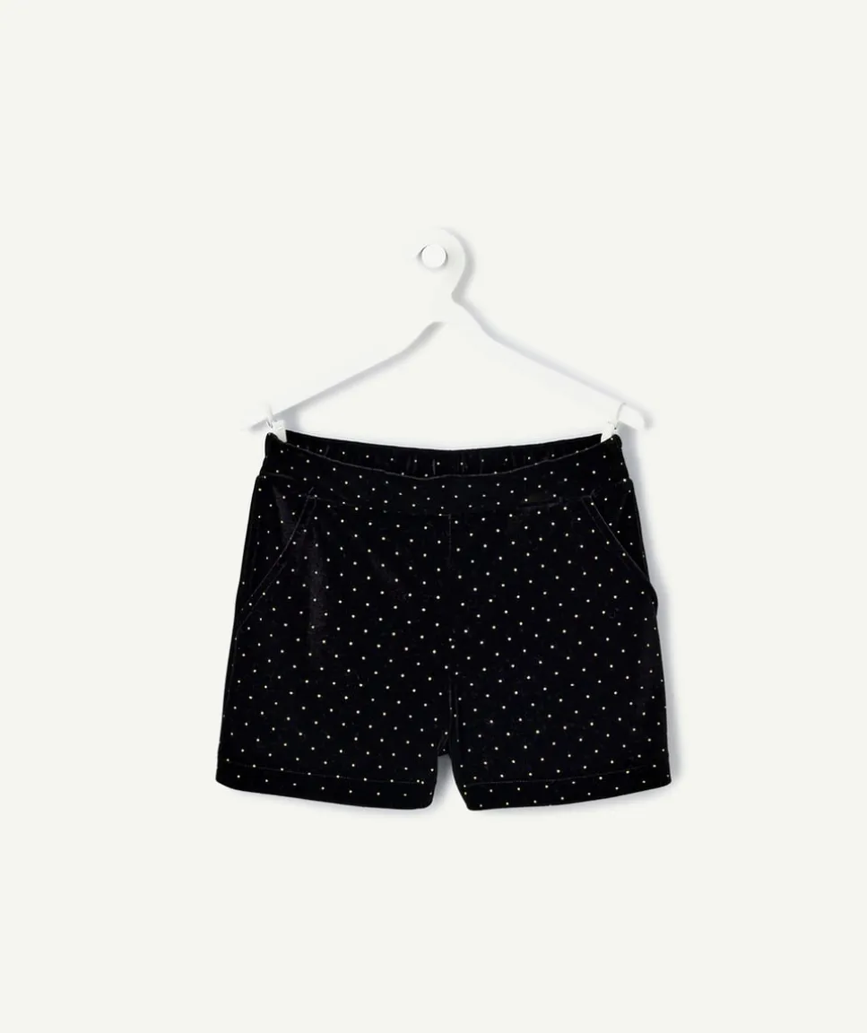 Short fille noir en velours avec strass