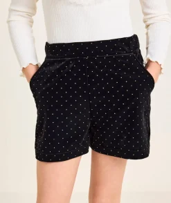 Short fille noir en velours avec strass