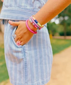 Short fille rayé bleu ajustable
