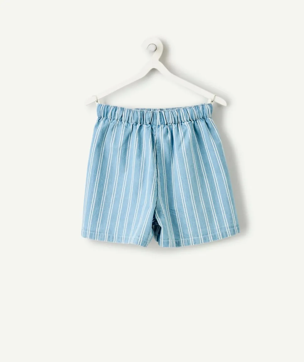 Short fille rayé bleu ajustable