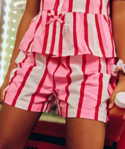 Short fille rayé à nœuds
