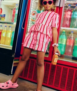 Short fille rayé à nœuds
