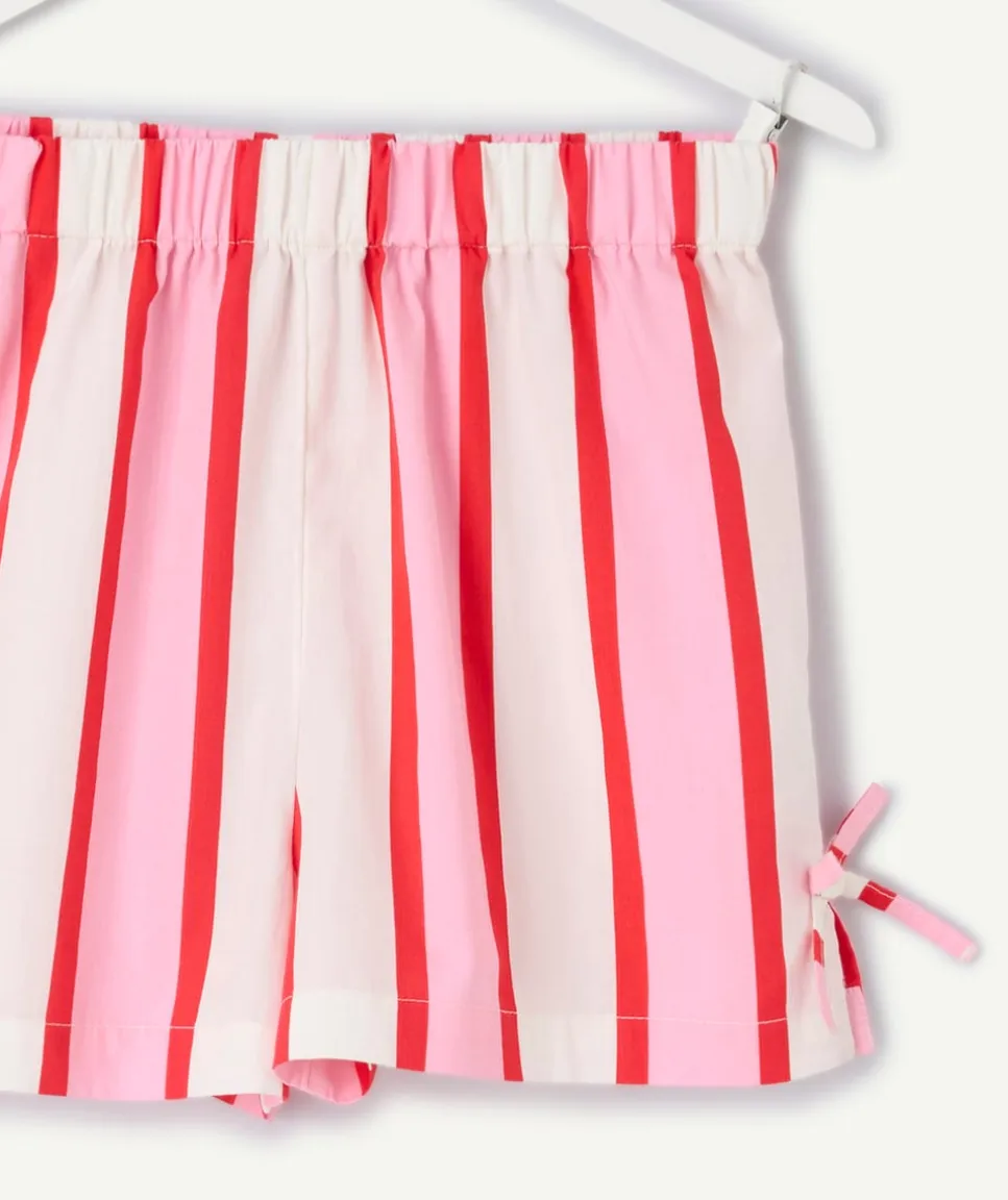 Short fille rayé à nœuds