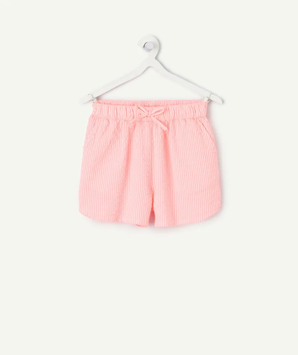 Short fille rayé rose élastique