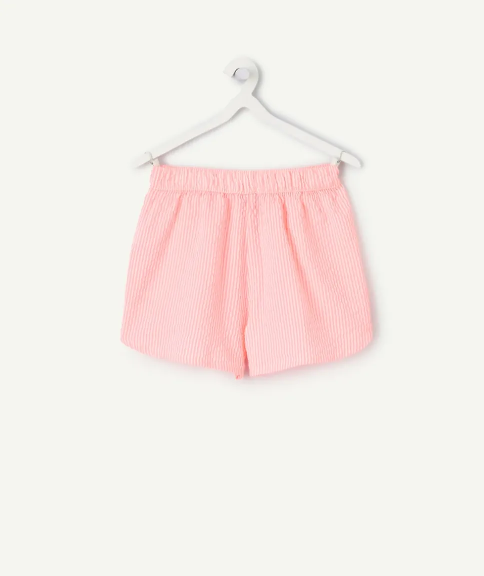 Short fille rayé rose élastique