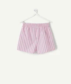 Short fille relax rayé rose