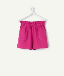 Short fille rose à taille élastique
