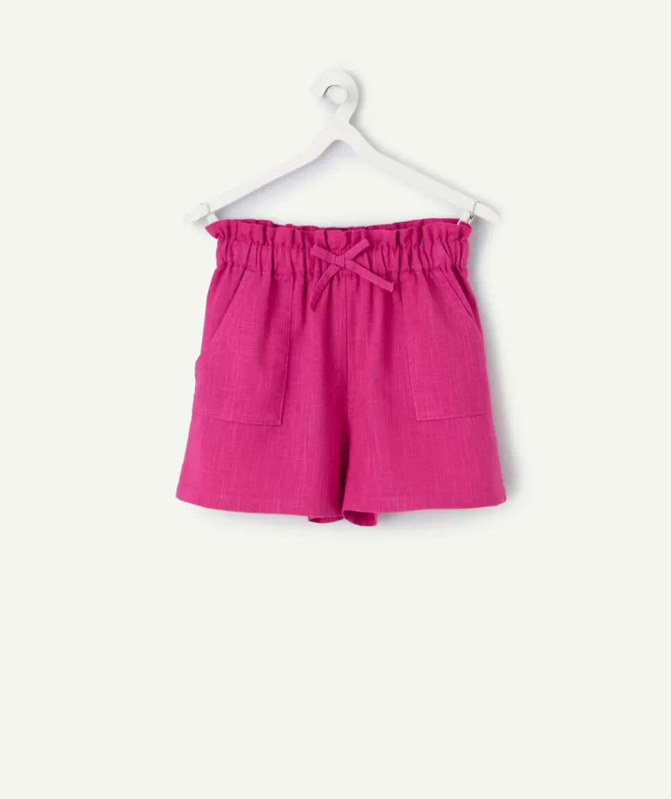 Short fille rose à taille élastique