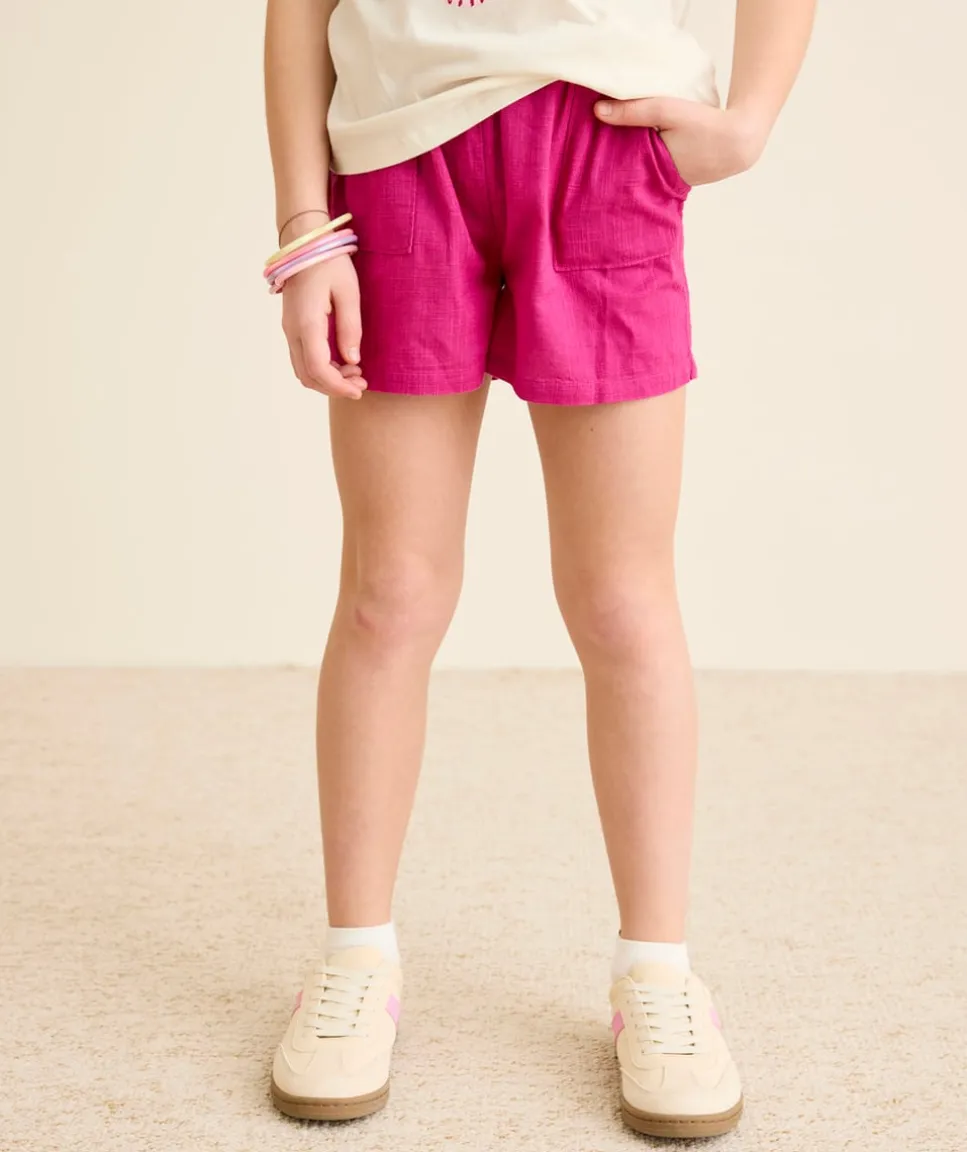 Short fille rose à taille élastique