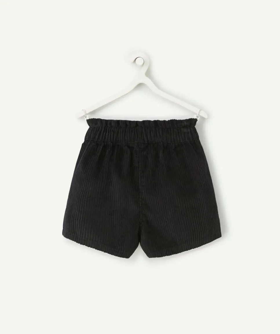 Short fille velours côtelé noir