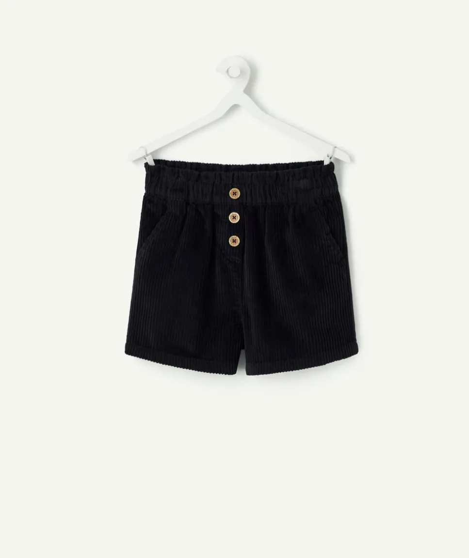 Short fille velours côtelé noir