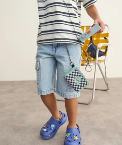 Short garçon baggy en denim bleu