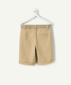 Short garçon chino beige avec ceinture