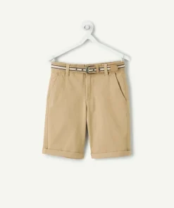 Short garçon chino beige avec ceinture