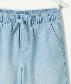 Short garçon denim bleu taille élastique