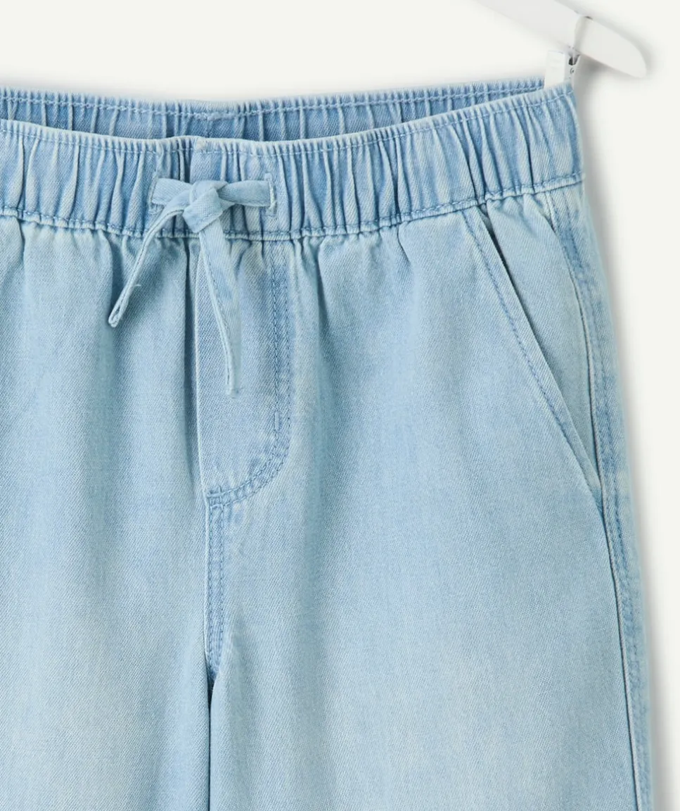 Short garçon denim bleu taille élastique