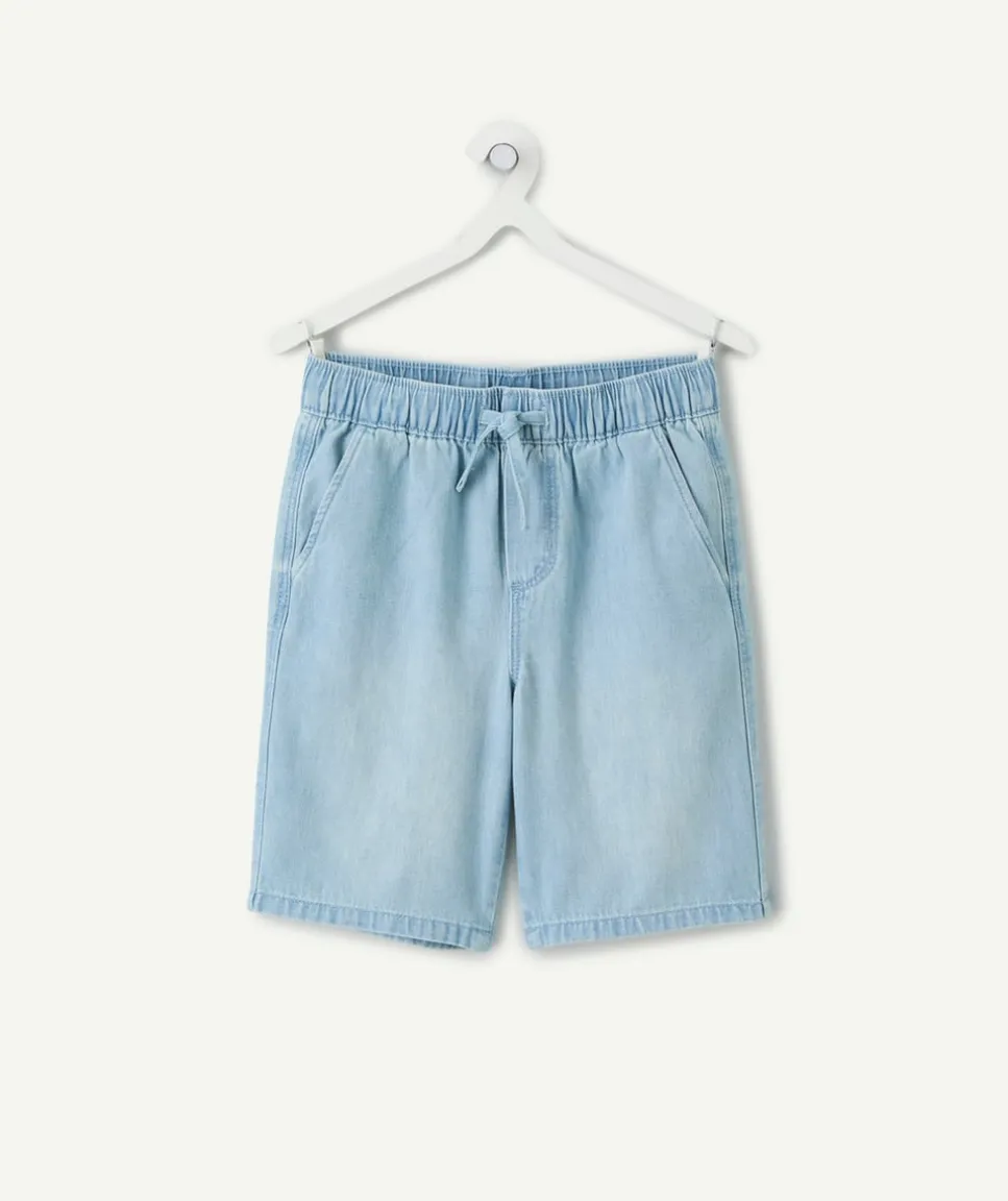 Short garçon denim bleu taille élastique