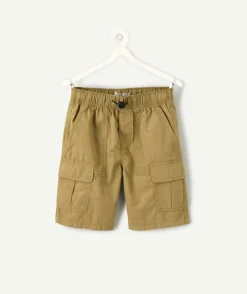 Short garçon droit kaki