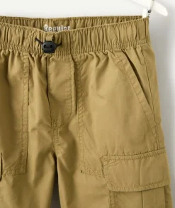 Short garçon droit kaki