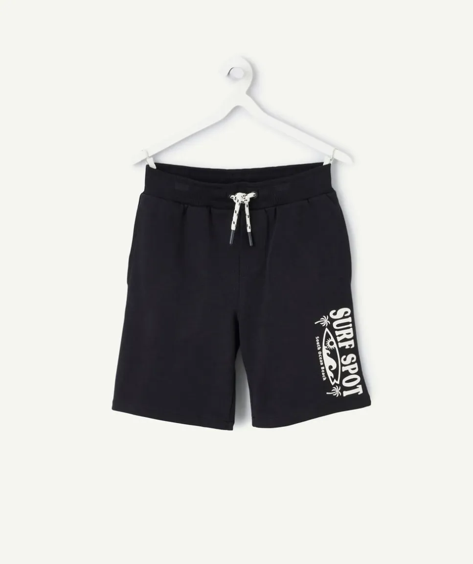 Short garçon droit noir imprimé