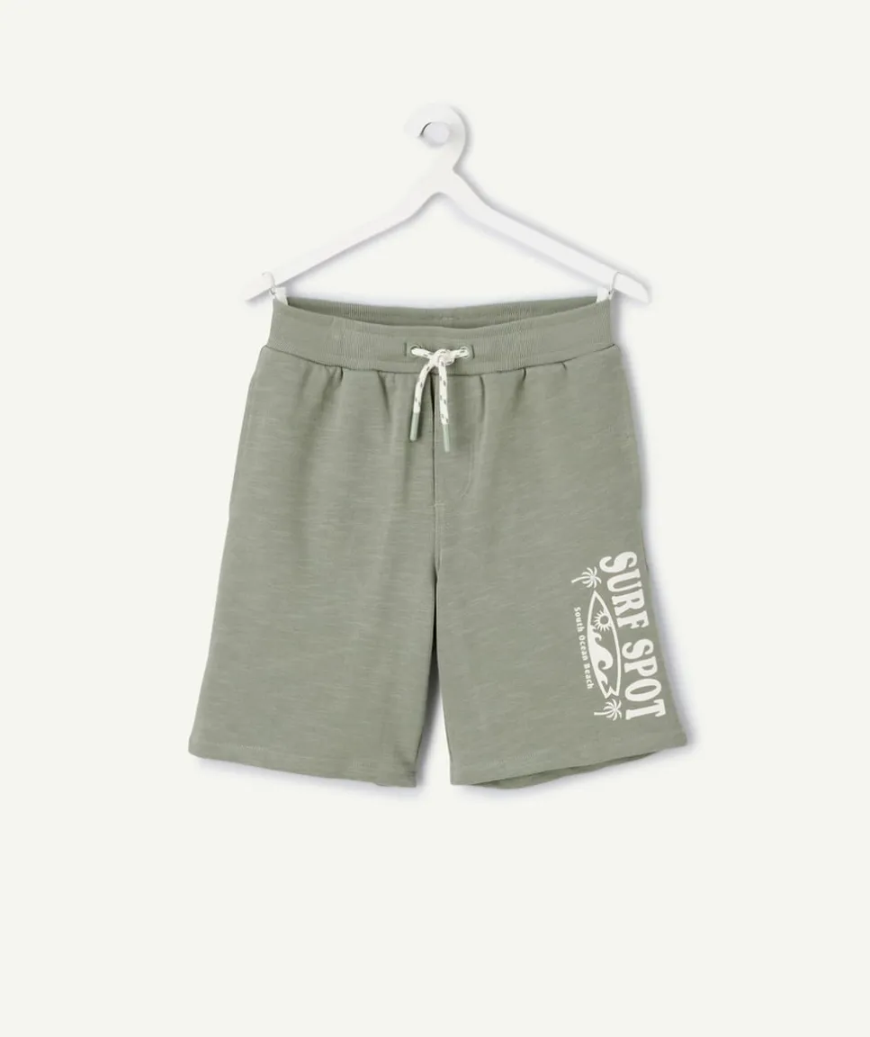 Short garçon droit vert imprimé